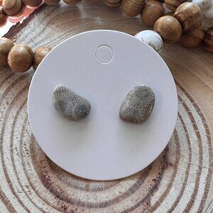 Michigan Petoskey Stone Stud Earrings